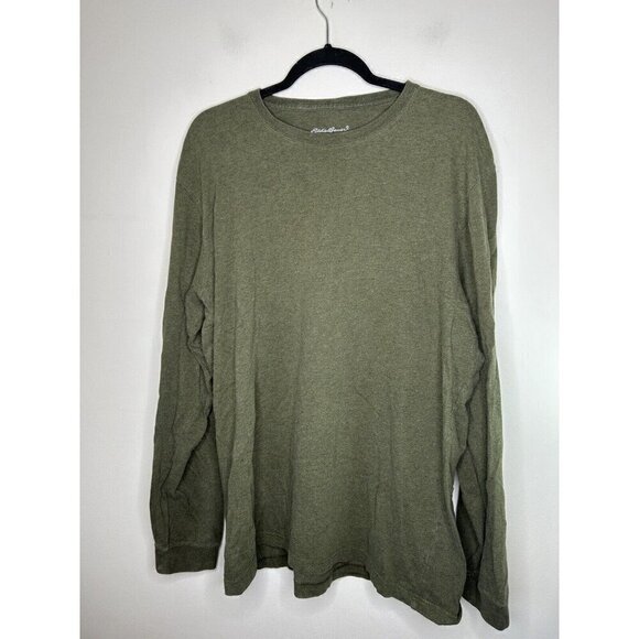 Eddie Bauer Shirt Mens Large Tall Long Sleeve Green Pullover Sweatshirt Outdoor - Picture 1 of 12